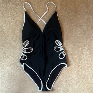 Aerie Black One-Piece Swimsuit with Cutouts